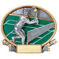 Tennis, Male 3D Oval Resin Awards -Large - 8-1/4" x 7" Tall